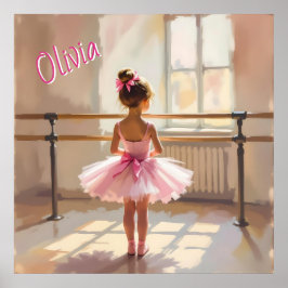 Póster Bailarina personalizada con tema de ballet en rosa