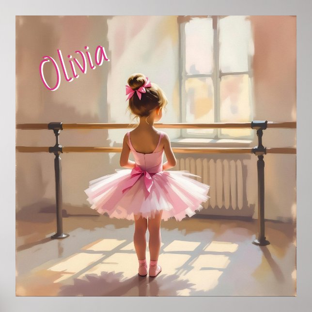 Póster Bailarina personalizada con tema de ballet en rosa (Frente)