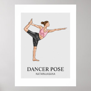 Póster Bailarina Pose Yoga Stretch Hackeando a una mujer