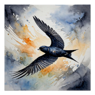 Póster Bailarina simbiótica de Sky: Graceful Swift BIrd