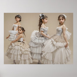Póster  Bailarinas con trajes románticos 