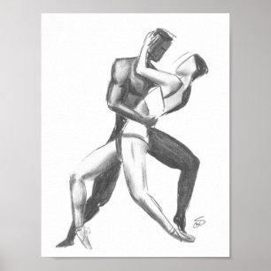 Póster Bailarinas de carbón vegetal poster