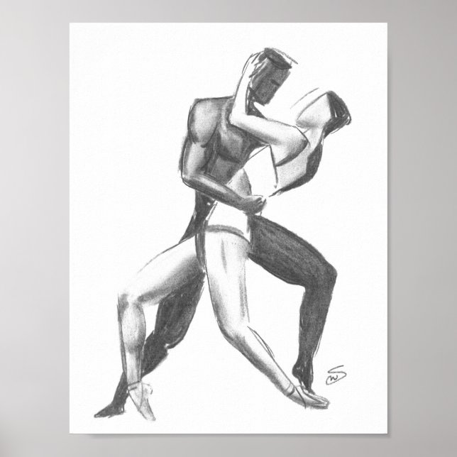 Póster Bailarinas de carbón vegetal poster (Frente)