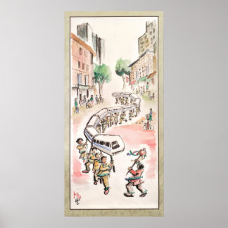 Póster Bailarinas de dragón de la época moderna