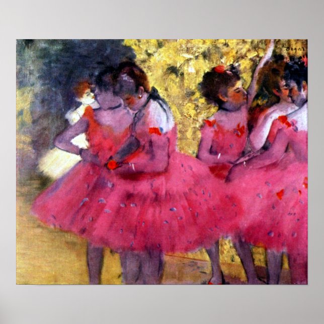 Póster Bailarinas de Edgar Degas en rosa (Frente)