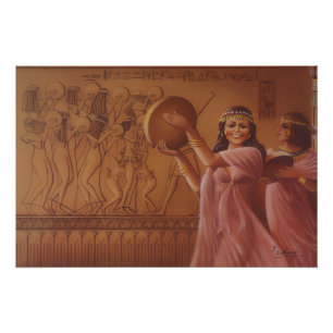 Póster Bailarinas de Pandereta Egipcias Antiguas Arte Ref