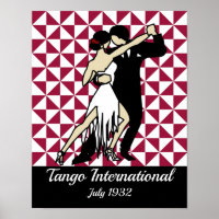Bailarinas de tango sobre fondo geométrico de Borg