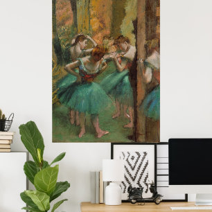 Póster Bailarinas, Edgar Degas, rosa y verde
