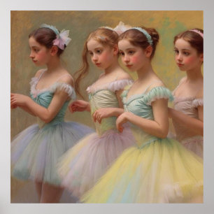 Póster Bailarinas en el estilo de Degas en tonos suaves