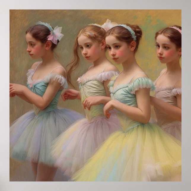 Póster Bailarinas en el estilo de Degas en tonos suaves (Frente)