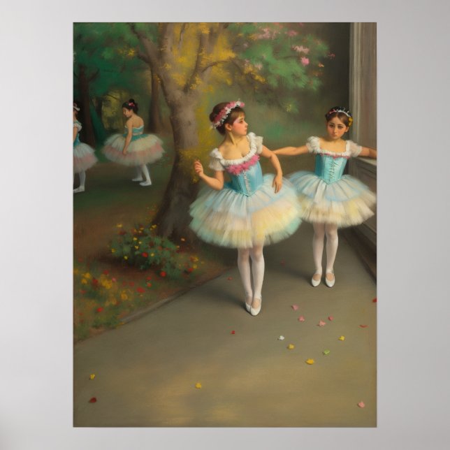 Póster Bailarinas en el estilo romántico Postal (Frente)