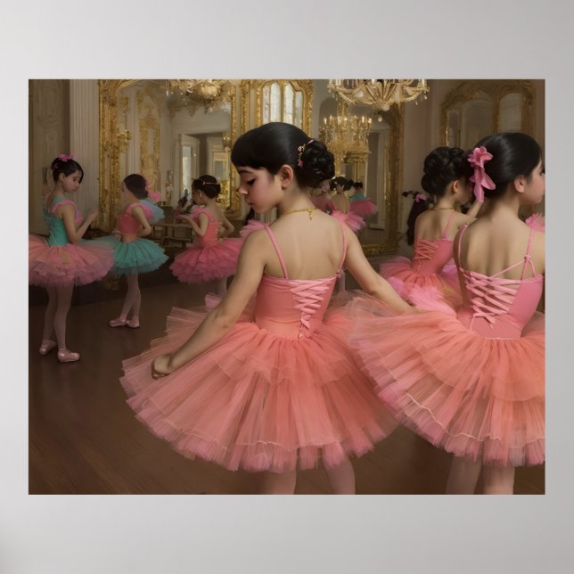 Póster Bailarinas en una gran sala de estilo rocóco (Frente)