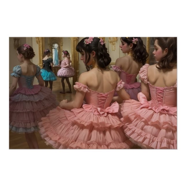 Póster Bailarinas en una gran sala de estilo rocóco (Anverso)