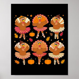 Póster Bailarinas otoñales bailando lindo Día de Acción d