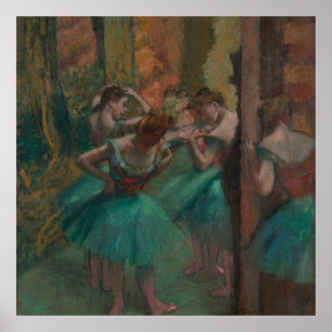 Póster Bailarinas, rosadas y verdes de Edgar Degas