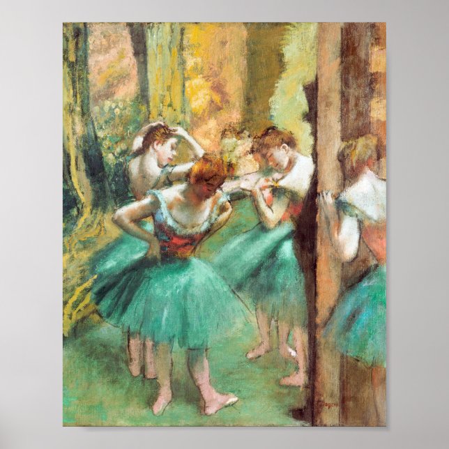 Póster Bailarinas rosas y verdes de Edgar Degas (Frente)