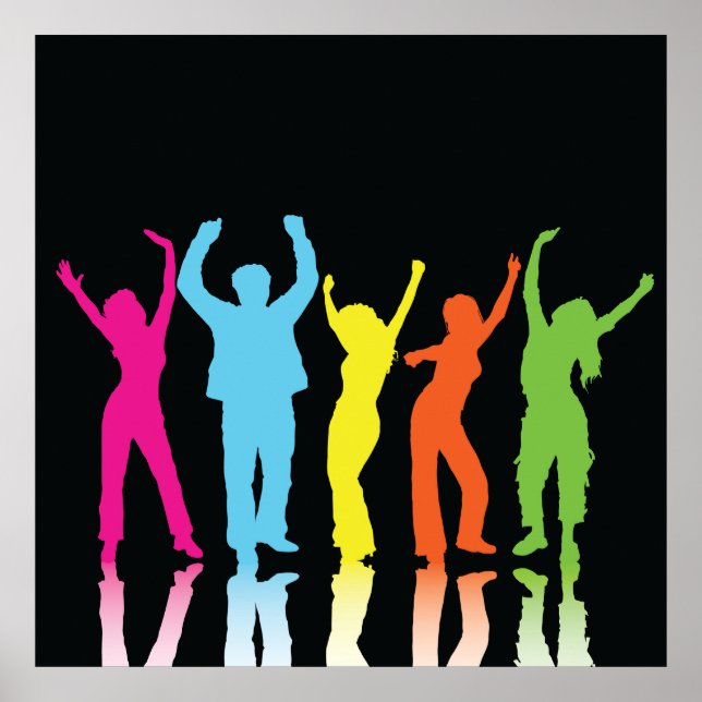 Póster Bailarines Coloridos Bailando Alrededor (Frente)