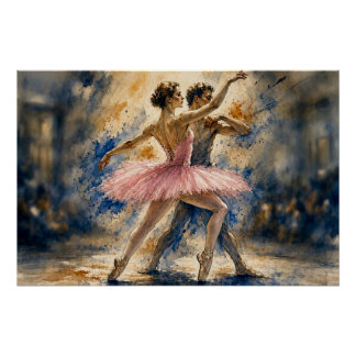 Póster Bailarines de ballet en movimiento,