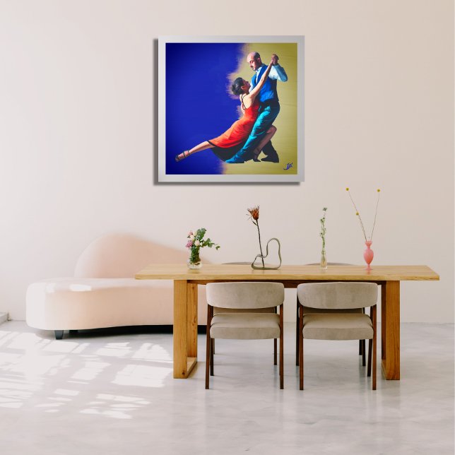 Póster Bailarines de tango - pintura a mano  (With an additional frame)
