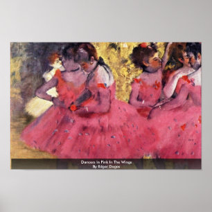 Póster Bailarines en rosa en las alas de Edgar Degas