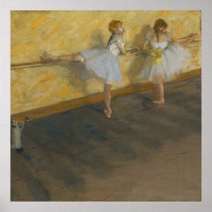 Póster Bailarines practicando en el Barre - Edgar Degas