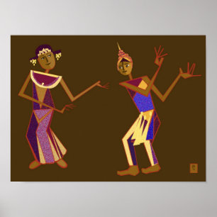 Póster bailarines tailandeses