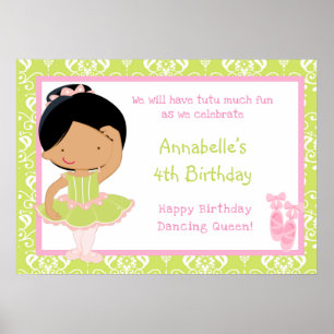 Póster Baile afroamericano y cumpleaños Green Damask