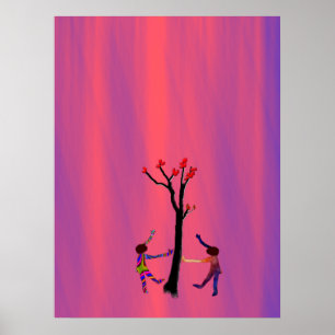 Póster Baile alrededor de un árbol