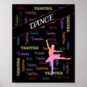 Póster Baile Ballerina con nombre personalizado por todas