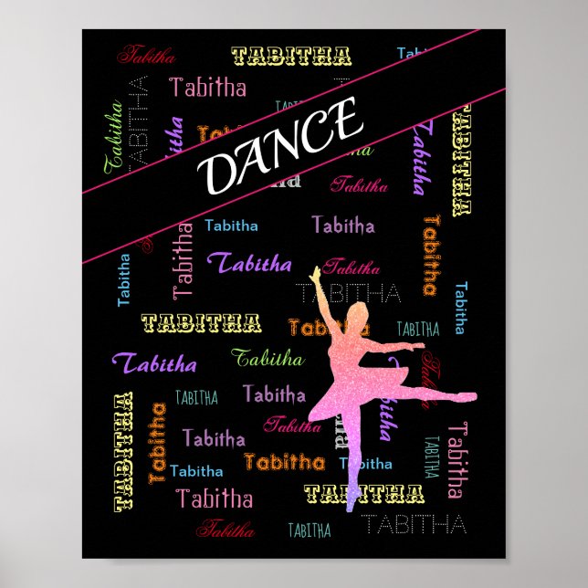 Póster Baile Ballerina con nombre personalizado por todas (Frente)