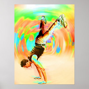 Póster Baile callejero, verde/amarillo/Naranja, no-sil