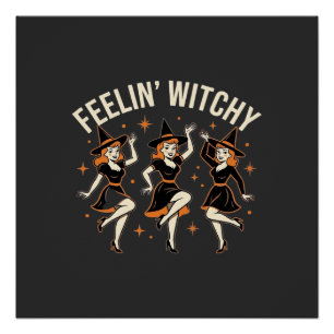 Póster Baile de Bruja de Halloween con Vibra de Bruja