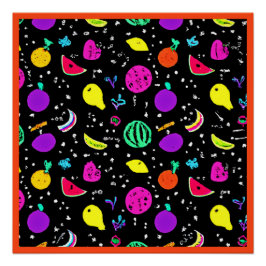 Póster Baile de frutas de neón enérgica