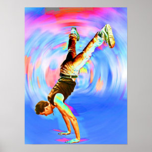 Póster Baile de la calle, azules/rojos (3), No-Sil't