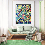 Póster Baile de la libélula: un vuelo Art Deco<br><div class="desc">Esta pintura digital abstracta captura la elegancia y energía de dos libélulas vibrantes, sus alas brillando en tonos rosados y rojos. Se deslizan con gracia a través de un fondo audaz y geométrico, donde los tonos azules, amarillos y verdes crean una interacción dinámica de colores contrastantes. Inspirado en el estilo...</div>