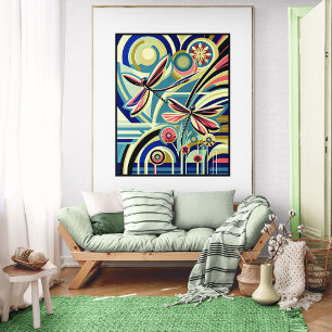Póster Baile de la libélula: un vuelo Art Deco