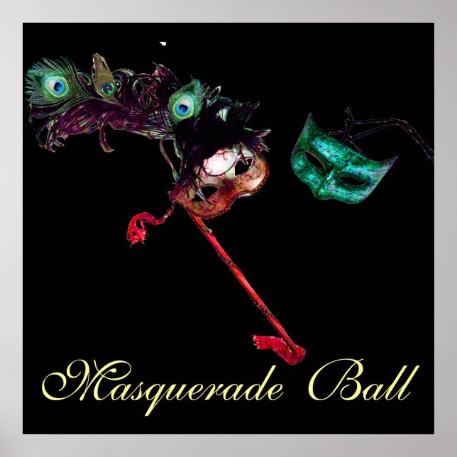 Póster BAILE DE MÁSCARAS DE MARTES DE CARNAVAL ,Negro (Frente)