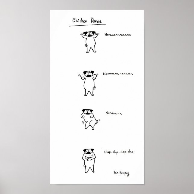 Póster Baile de pollo Pug (Frente)