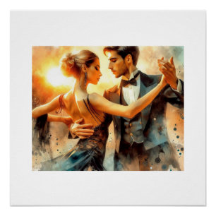 Póster Baile de salón elegante al atardecer,