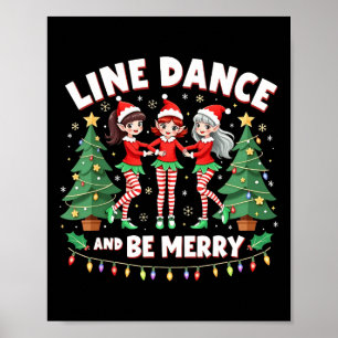 Póster Baile En Línea Y Sean Feliz Navidad Cute Elf Danca