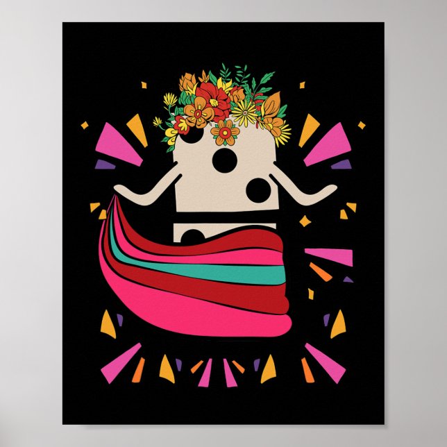 Póster Baile en tren mexicano Domino Tile Flores Graciosa (Frente)