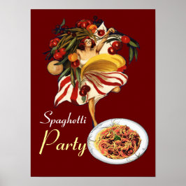 PÓSTER BAILE FIESTA DE ESPAGUETTI, COCINA ITALIANA Y TOMA