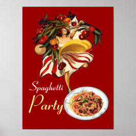 PÓSTER BAILE FIESTA DE ESPAGUETTI, COCINA ITALIANA Y TOMA