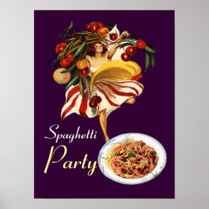 PÓSTER BAILE FIESTA DE ESPAGUETTI, COCINA ITALIANA Y TOMA