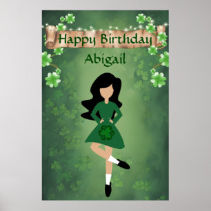 Póster Baile irlandés personalizado, cumpleaños feliz de 