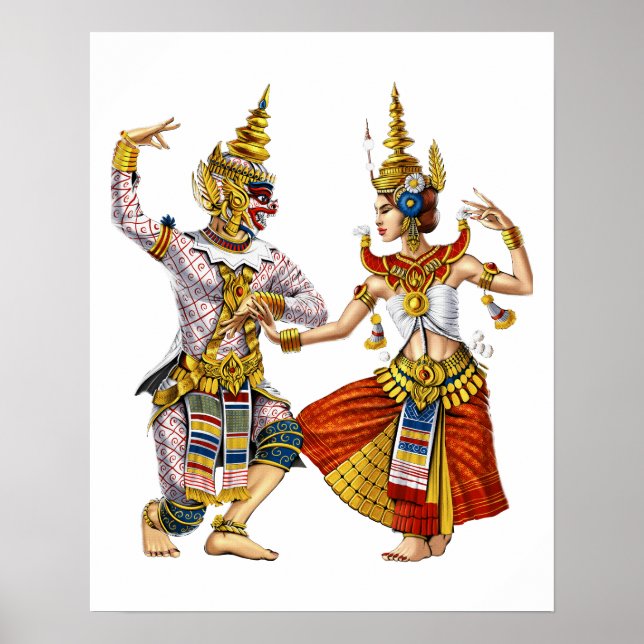 Póster Baile Khmer Apsara de Camboya (Frente)