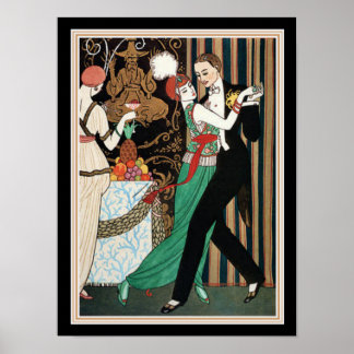 Póster Baile Pareja George Barbier Art Deco 12 x 16