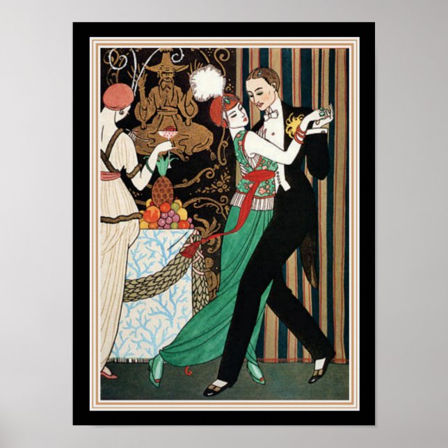 Póster Baile Pareja George Barbier Art Deco 12 x 16 (Frente)