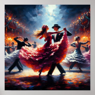 Póster Baile Swing Baile de Salón Bailarín Baile