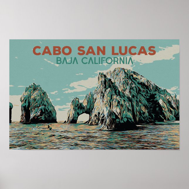 Póster Baja California Cabo San Lucas, postal de México (Frente)